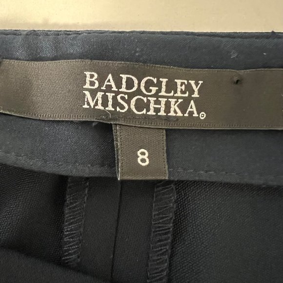 Badgley Mischka Womens Blue Stretch Crepe Fitted Pants Dress Trousers size 8 - Picture 9 of 12